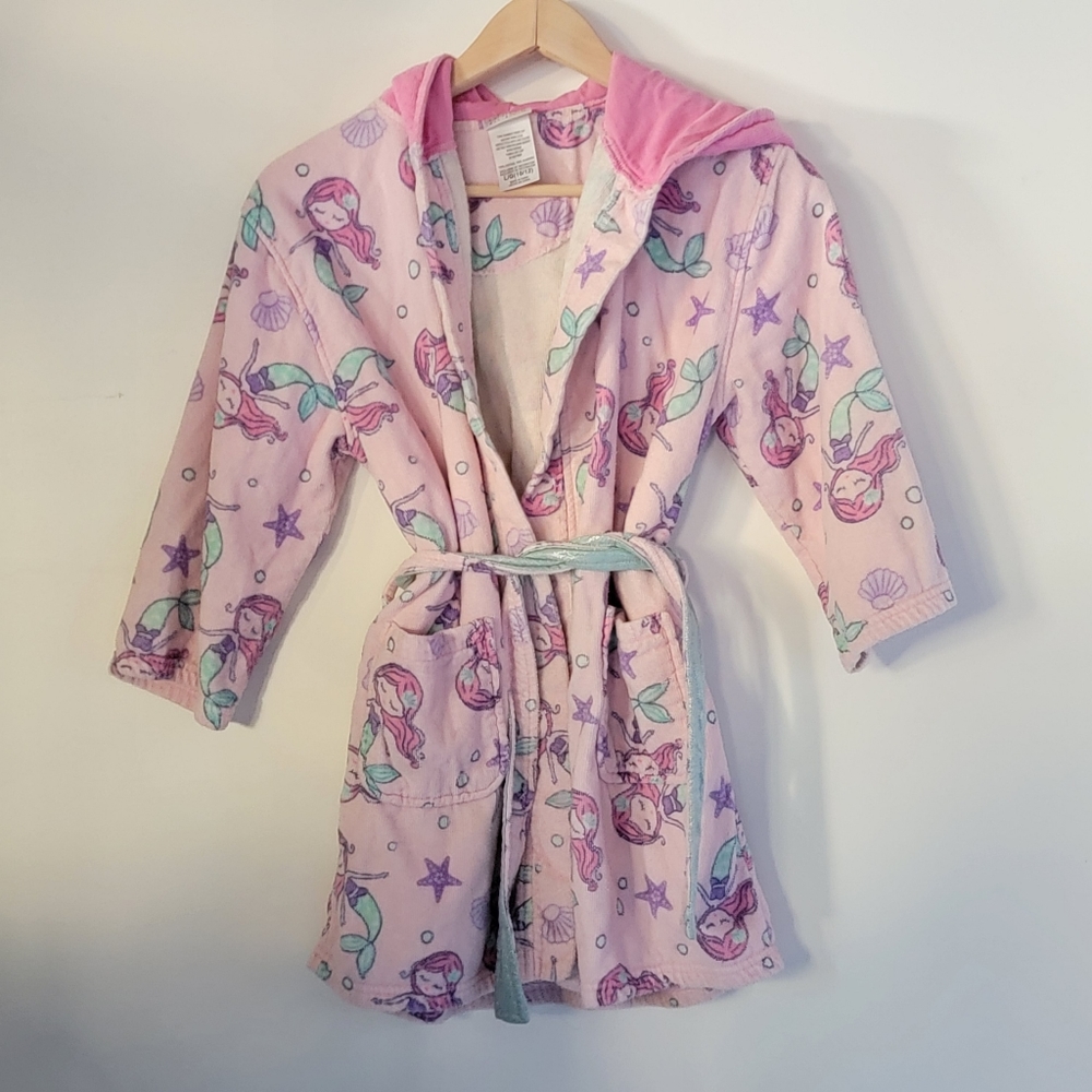 Girl's Robe Swim Cover up towel Pink robe Mermaids print with belt Large…